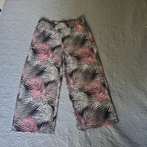 WHBM Printed Soft Split Wide Leg Crop Pants